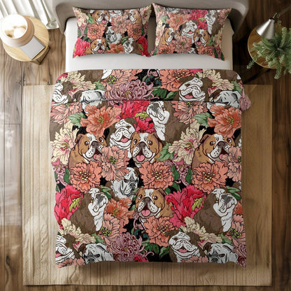 Shineful All Season Quilt 3-Piece Set Floral Bulldogs