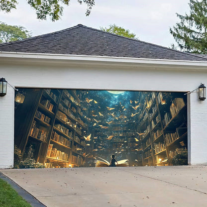 Shineful Garage Door Banner Decoration Akashic Library