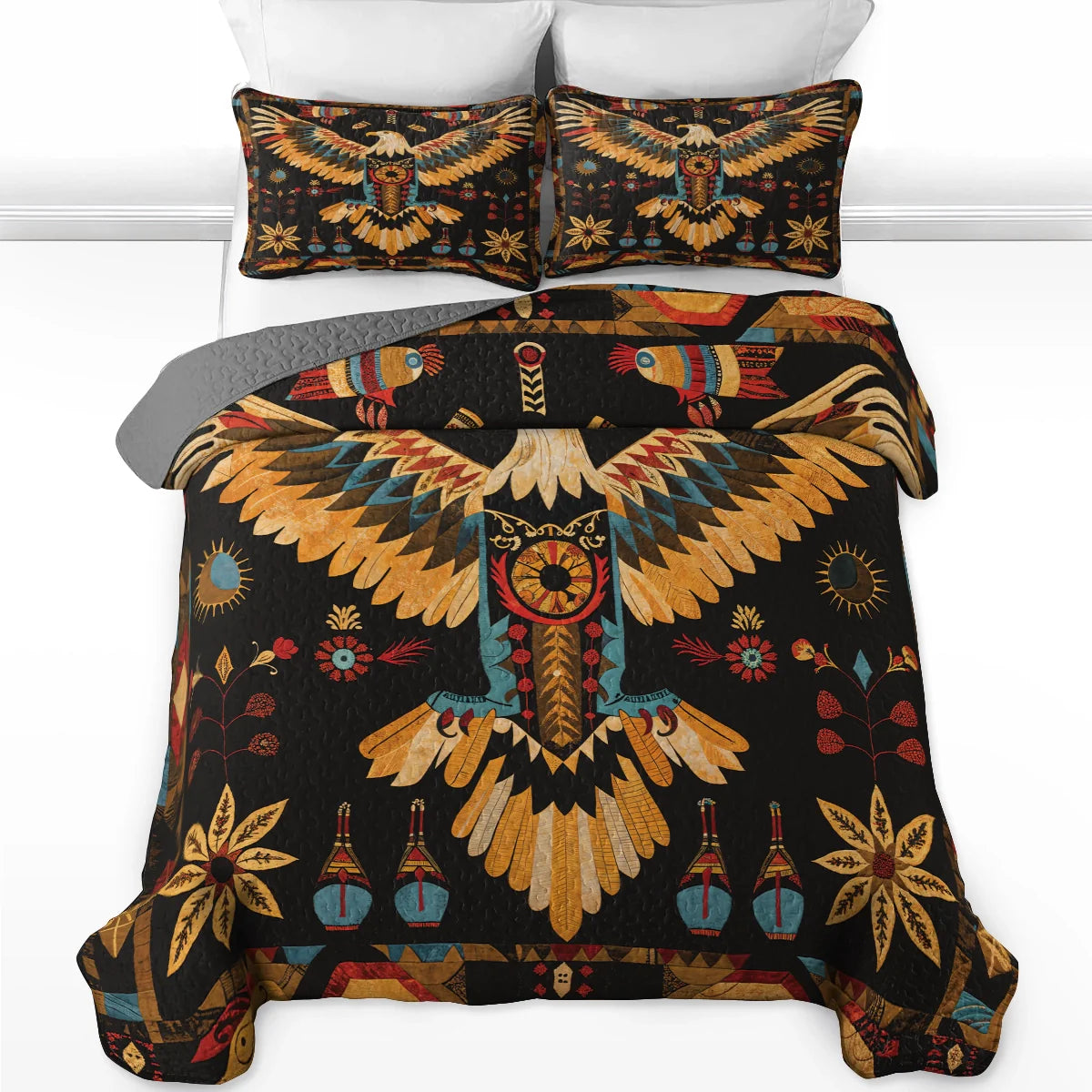 Shineful Quilt 3-Piece Set Tribal Eagle