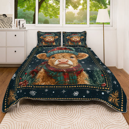 Shineful All Season Quilt 3-Piece Set Christmas Baby Cow