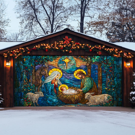 Shineful Garage Door Banner Decoration Holy Nativity
