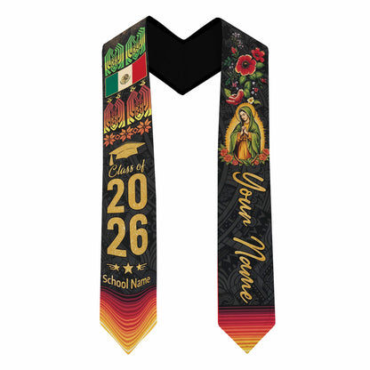Shineful Graduation Sash Personalized Mexican Heritage Gold