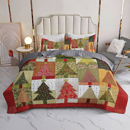 Shineful All Season Quilt 3-Piece Set - Patchwork Christmas Tree