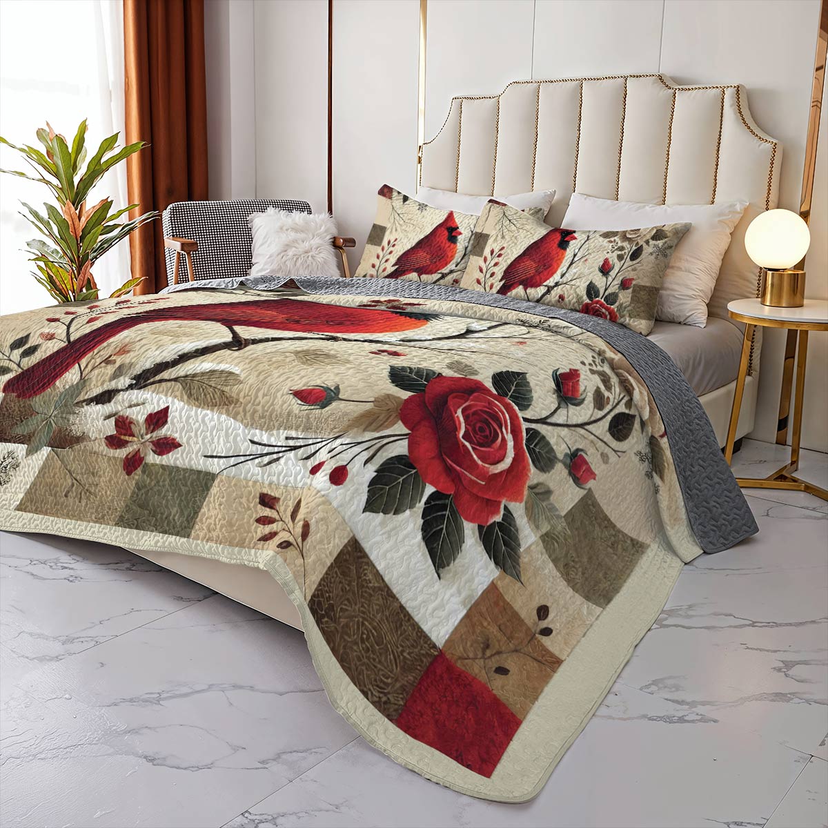 Shineful All Season Quilt 3-Piece Set - Cardinal Crimson Winter