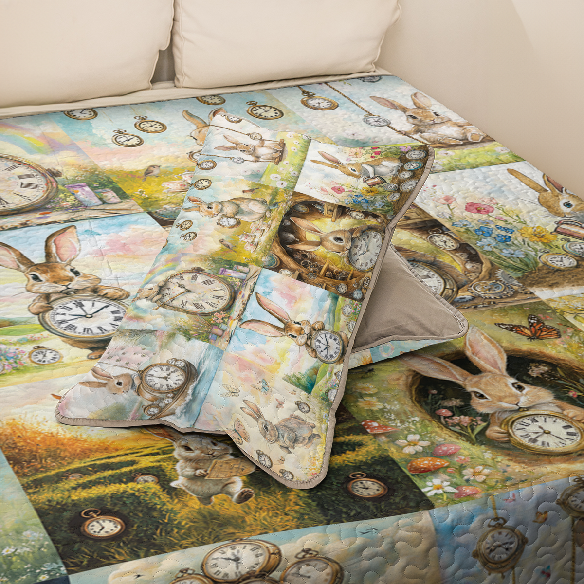 Shineful All Season Quilt 3-Piece Set Time Hoppers Rabbit