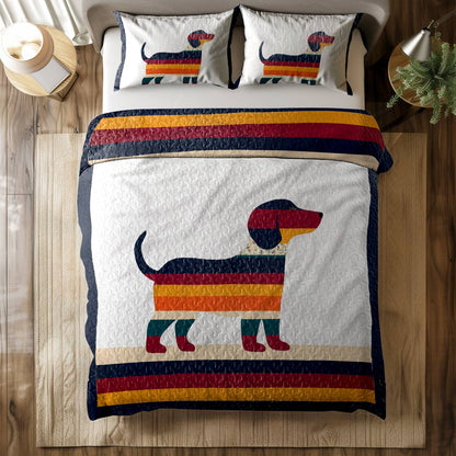 Shineful All Season Quilt 3-Piece Set Striped Dachshund