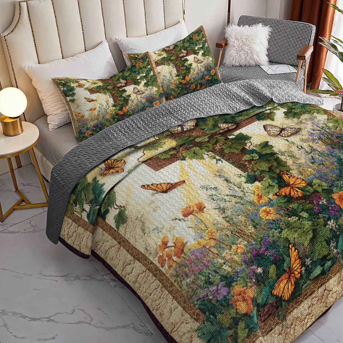 Shineful Quilt 3-Piece Set Garden of Sacred Renewal