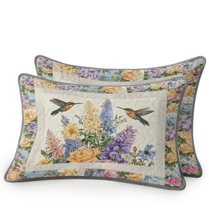 Shineful All Season Quilt 3-Piece Set Vintage Meadow Hummingbird