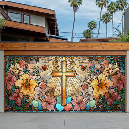 Shineful Garage Door Banner Decoration Radiant Cross Easter