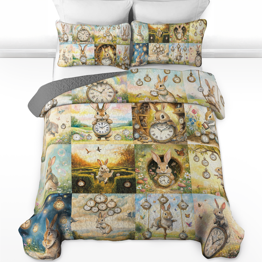 Shineful All Season Quilt 3-Piece Set Time Hoppers Rabbit