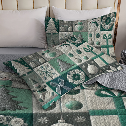 Shineful All Season Quilt 3-Piece Set - Frosty Cheer Christmas