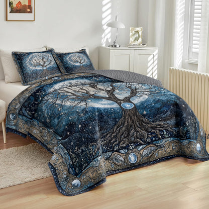 Shineful All Season Quilt 3-Piece Set Moonlit Tree Of Life