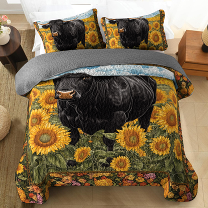 Shineful All Season Quilt 3-Piece Set - Angus cattle