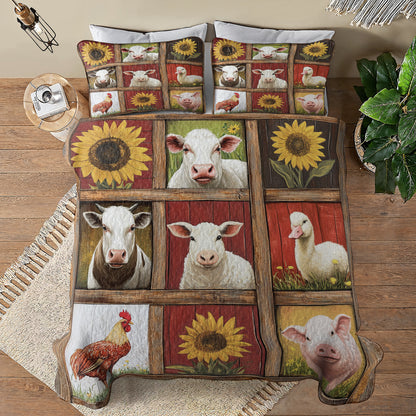 Shineful All Season Quilt 3-Piece Set Rustic Farm Animals