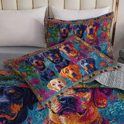 Shineful All Season Quilt 3-Piece Set - Rottweiler's Vibrant Companions