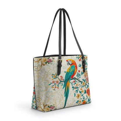 Shineful Leather Tote Bag - Macaw Enchantment