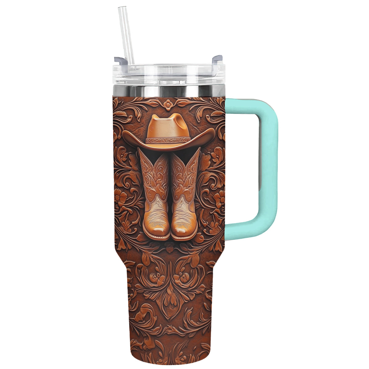 Shineful Tumbler Cowboy Leather Tooling