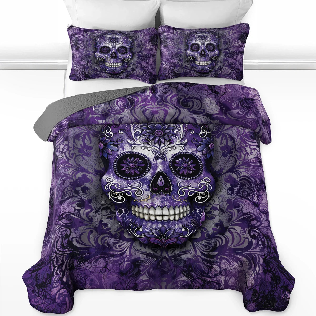 Shineful Quilt 3-Piece Set Gorgeous Mandala Skull