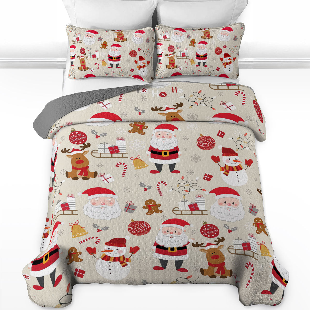 Shineful All Season Quilt 3-Piece Set Santa's Festive