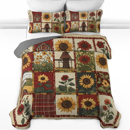 Shineful All Season Quilt 3-Piece Set - Sunflower Rustic Farm