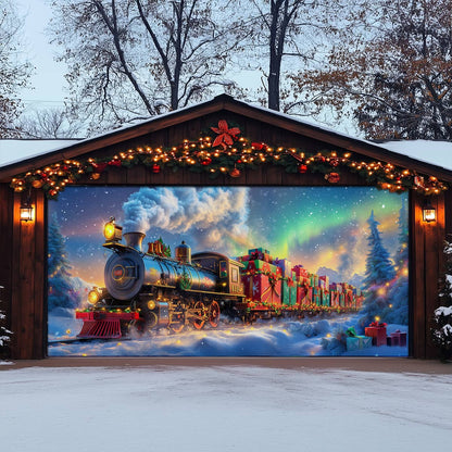 Shineful Garage Door Banner Decoration Christmas Train Magic