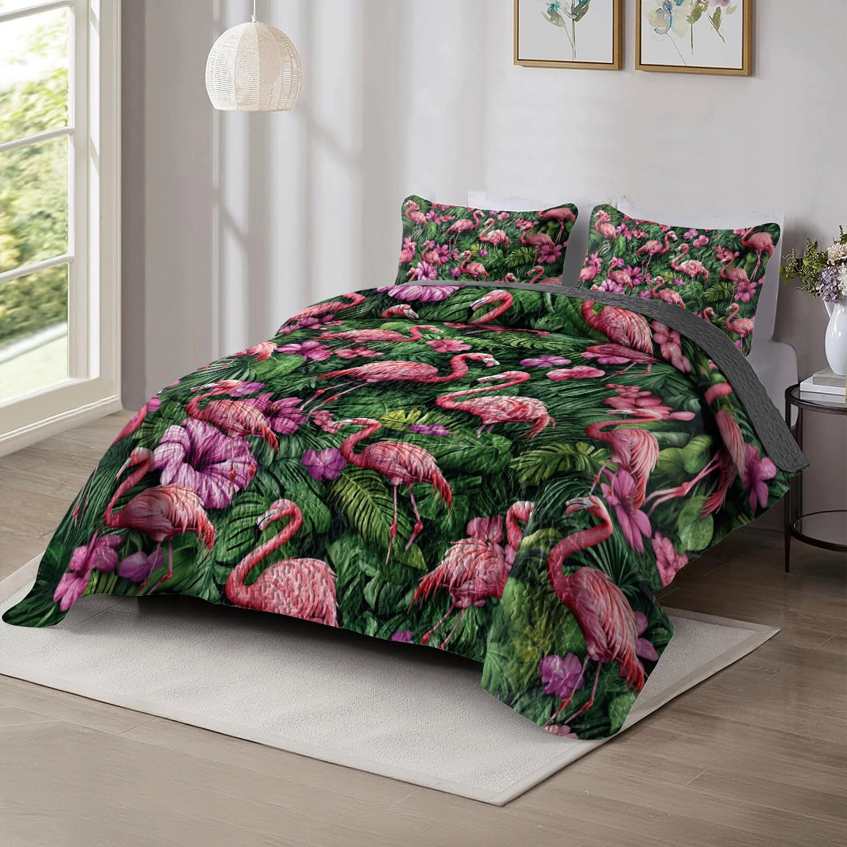 Shineful All Season Quilt 3-Piece Set - Flamingo Oasis