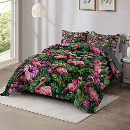 Shineful All Season Quilt 3-Piece Set - Flamingo Oasis
