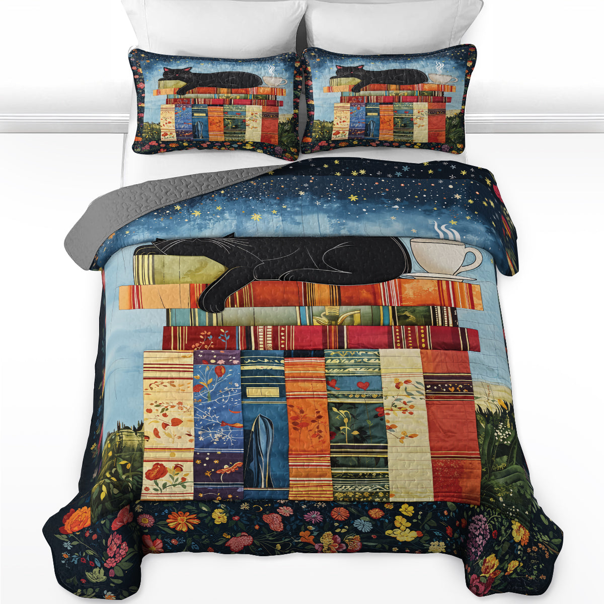Shineful Quilt 3-Piece Set Cozy Cat