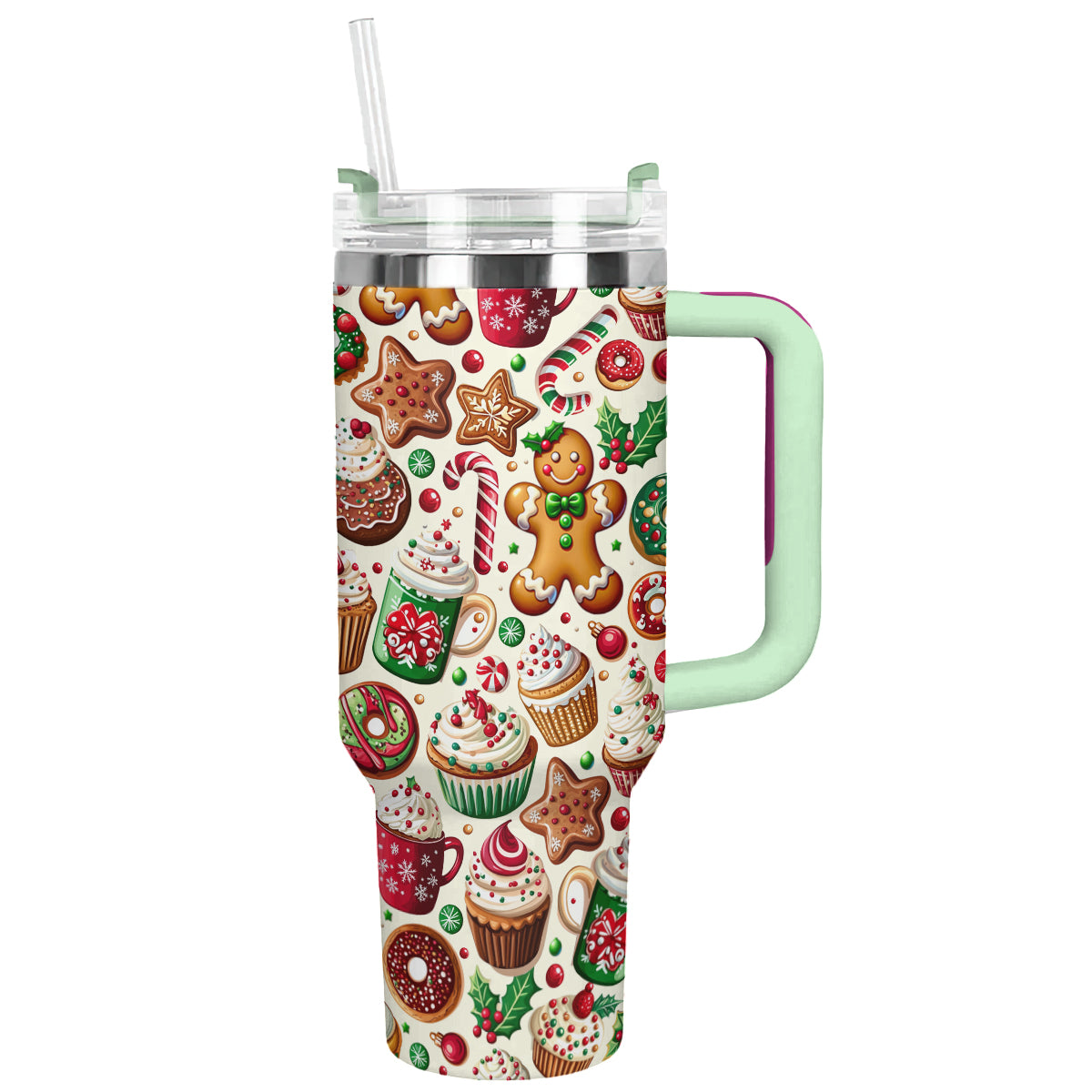 Shineful Tumbler Festive Christmas Gingerbread Pattern