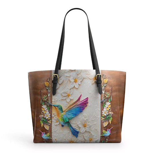 Shineful Leather Tote Bag Fluttering Blooms