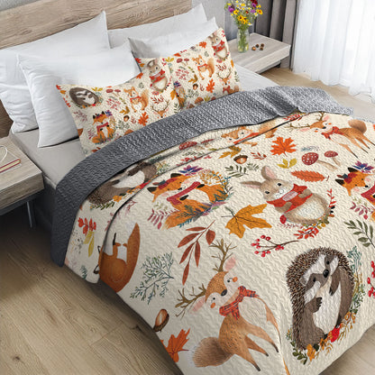 Shineful All Season Quilt 3-Piece Set Animal In Fall