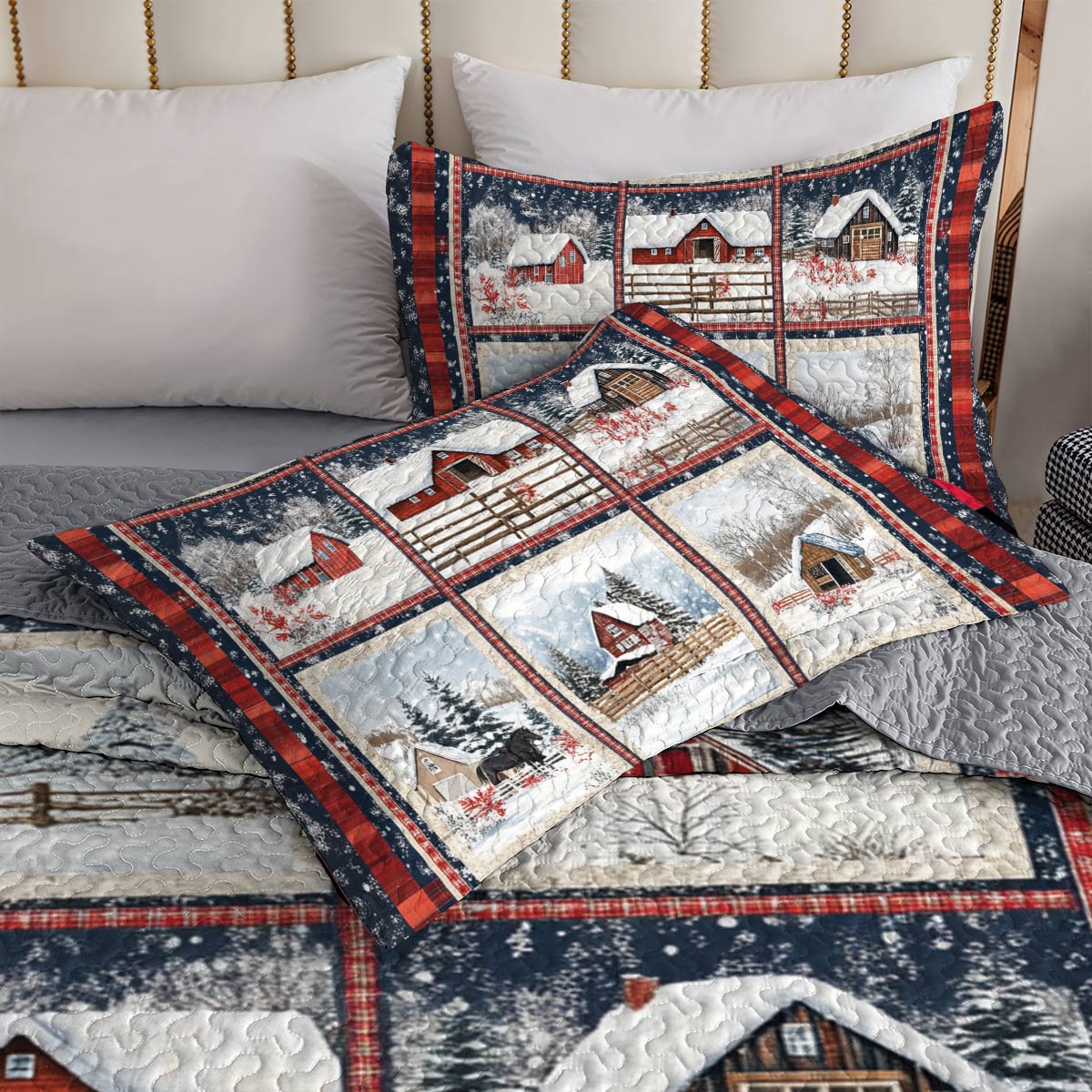Shineful All Season Quilt 3-Piece Set Snowy Farmhouse