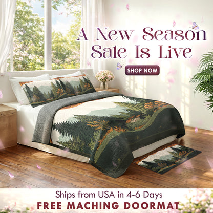 Shineful Quilt 3-Piece Set Forest Cabin