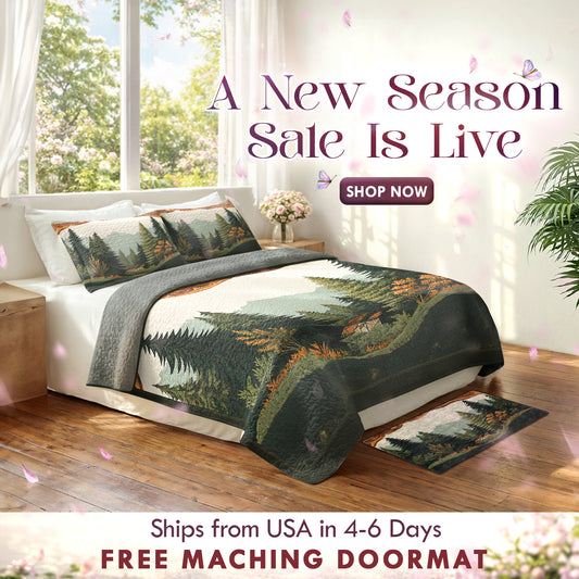 Shineful Quilt 3-Piece Set Forest Cabin