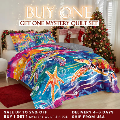 Shineful Quilt 3-Piece Set Turtle Rainbow