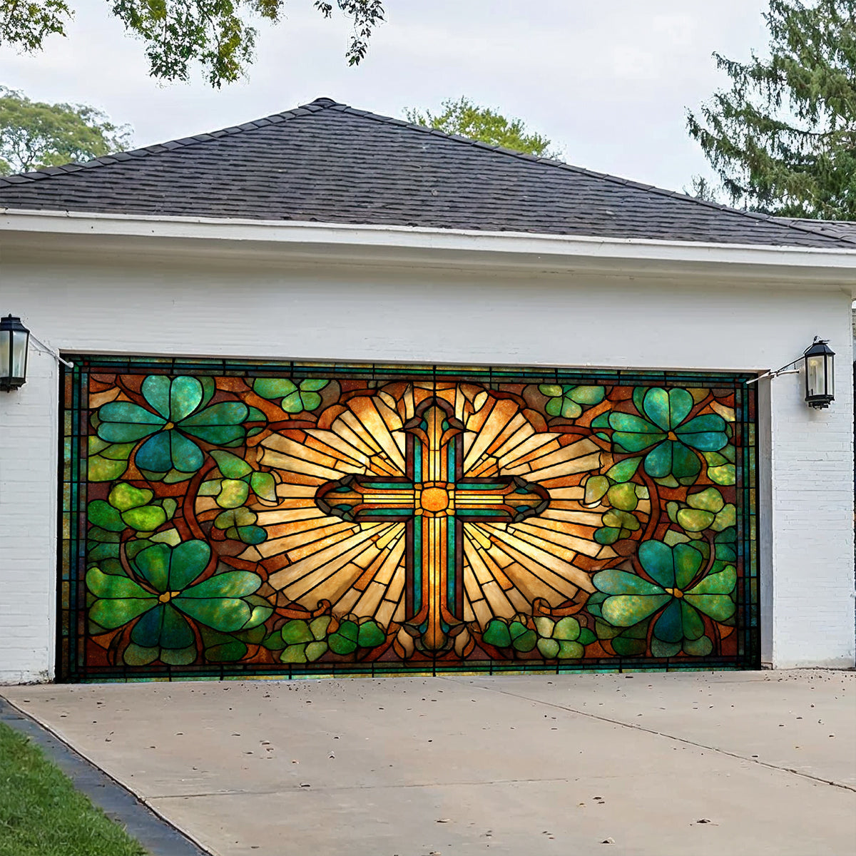 Shineful Garage Door Banner Decoration Celtic Cross Blessing