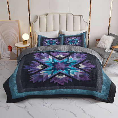 Shineful All Season Quilt 3-Piece Set Midnight Aurora Star