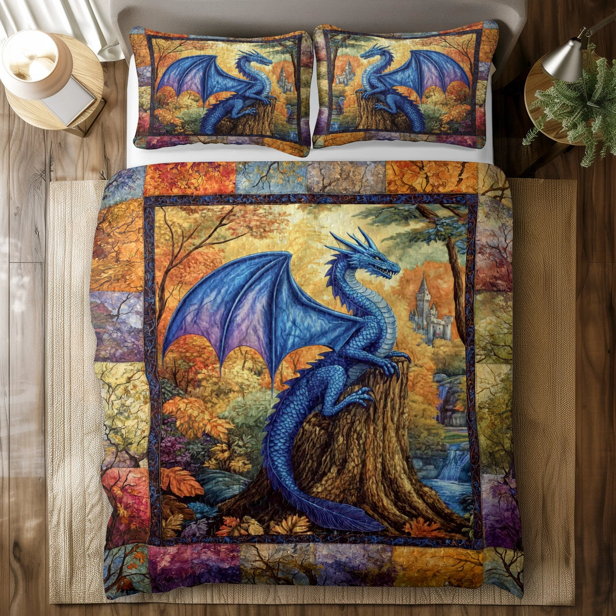 Shineful All Season Quilt 3-Piece Set - Mystic Forest Dragon