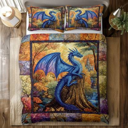 Shineful All Season Quilt 3-Piece Set - Mystic Forest Dragon