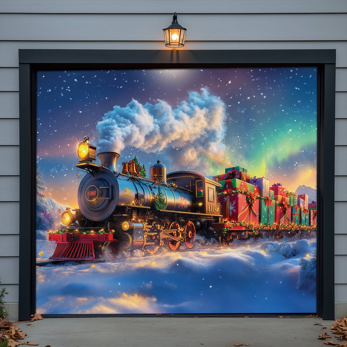 Shineful Garage Door Banner Decoration Christmas Train Magic