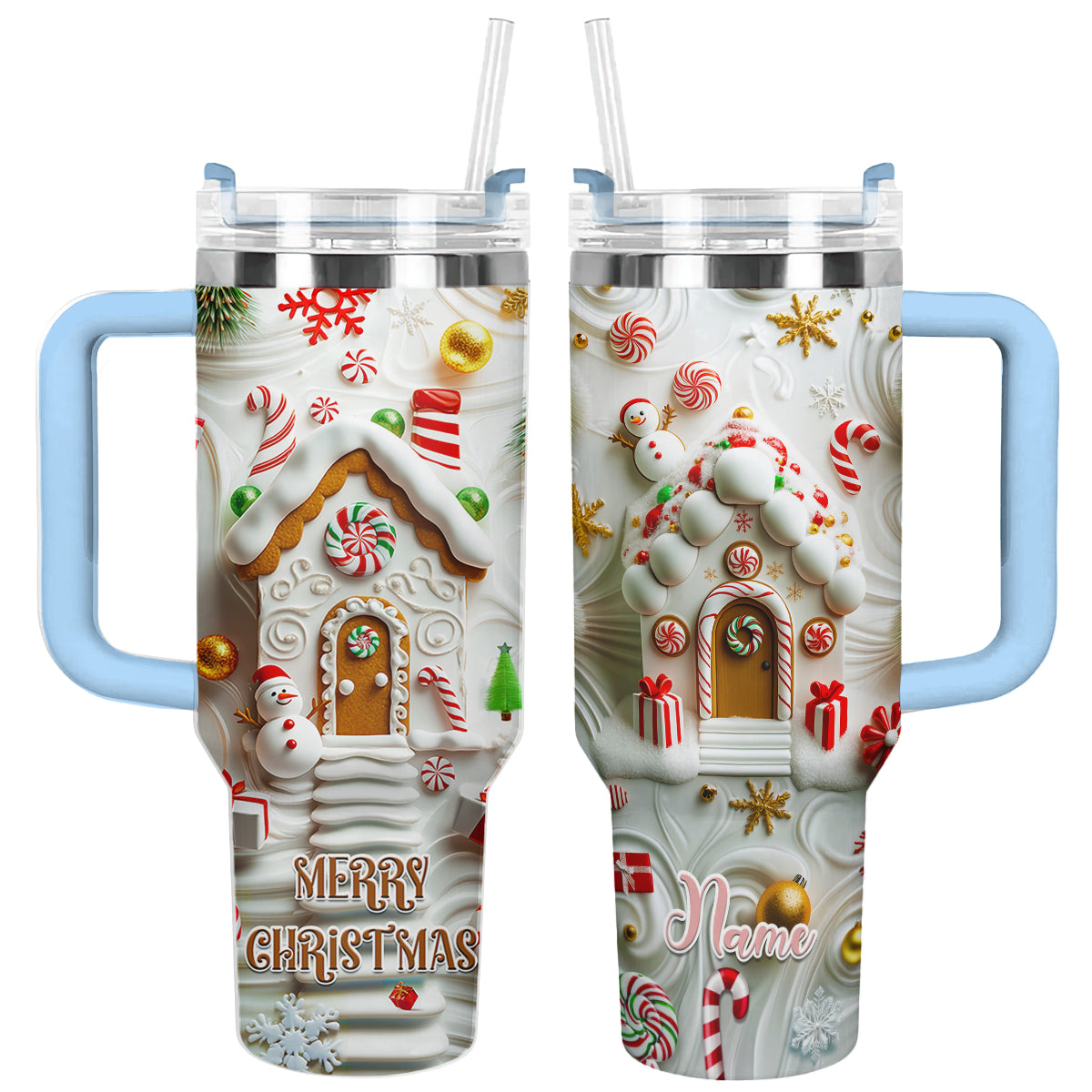 Shineful Glossy Tumbler Personalized Gingerbread Cottage