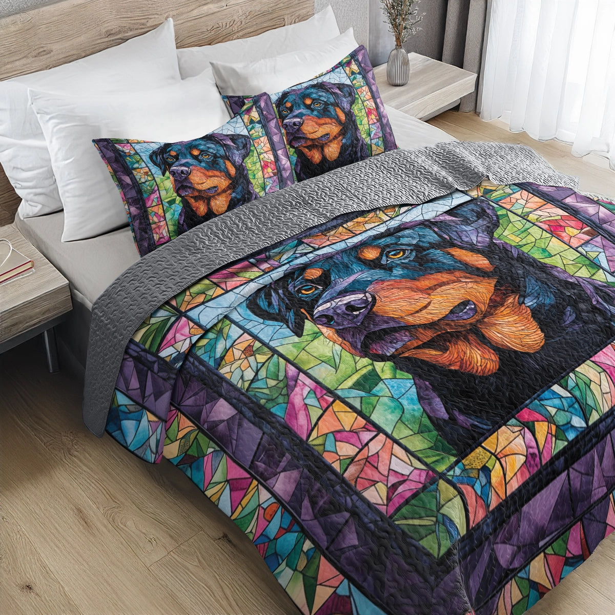 Shineful All Season Quilt 3-Piece Set - Rottie Guardian