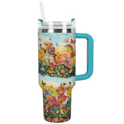 Shineful Tumbler Floral Dachshund