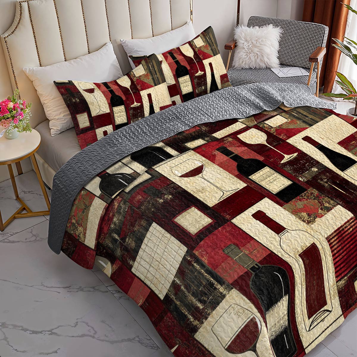 Shineful All Season Quilt 3-Piece Set Angelic Wine