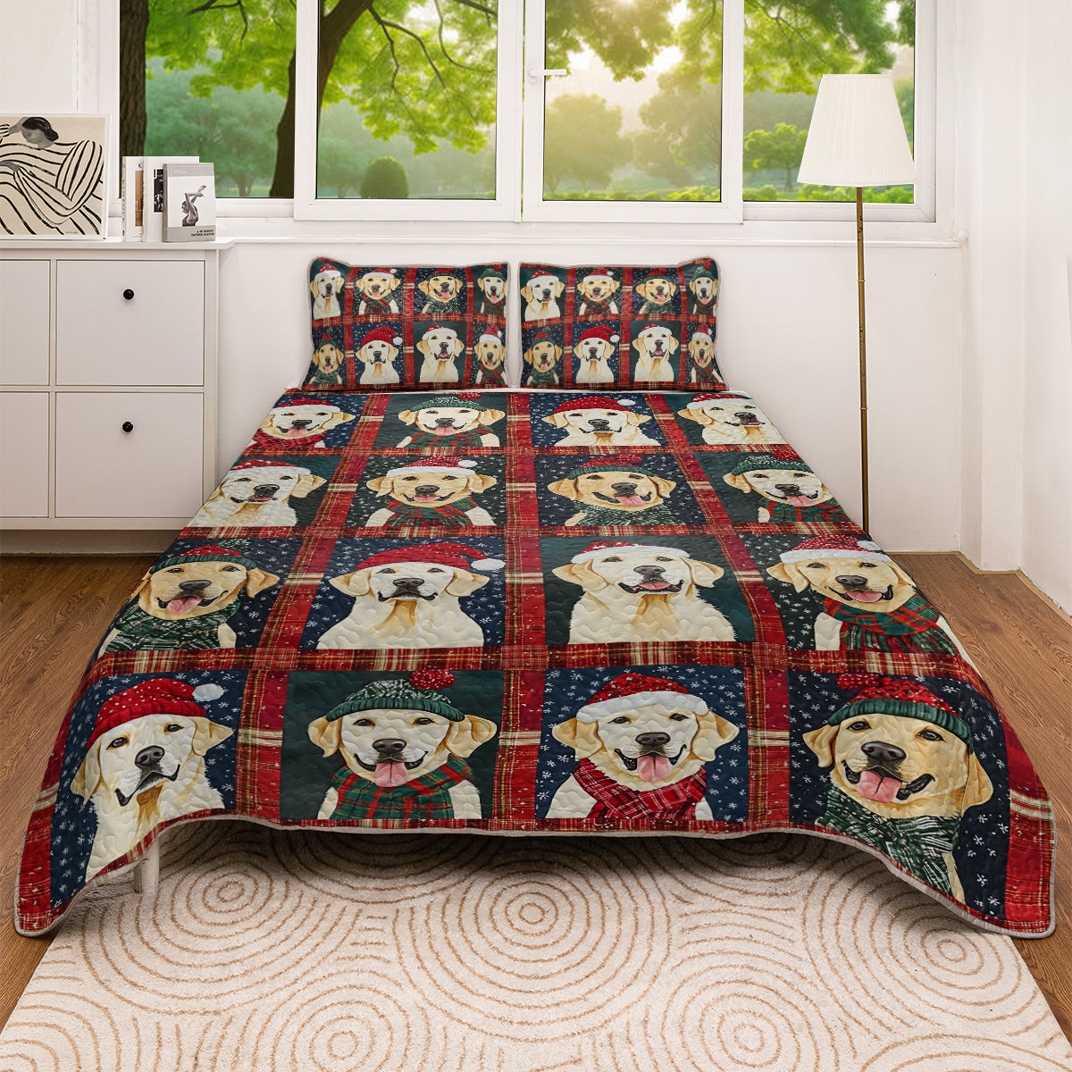 Shineful All Season Quilt 3-Piece Set Golden Christmas Cheer