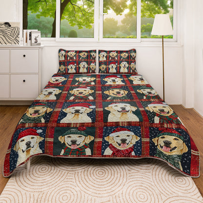 Shineful All Season Quilt 3-Piece Set Golden Christmas Cheer
