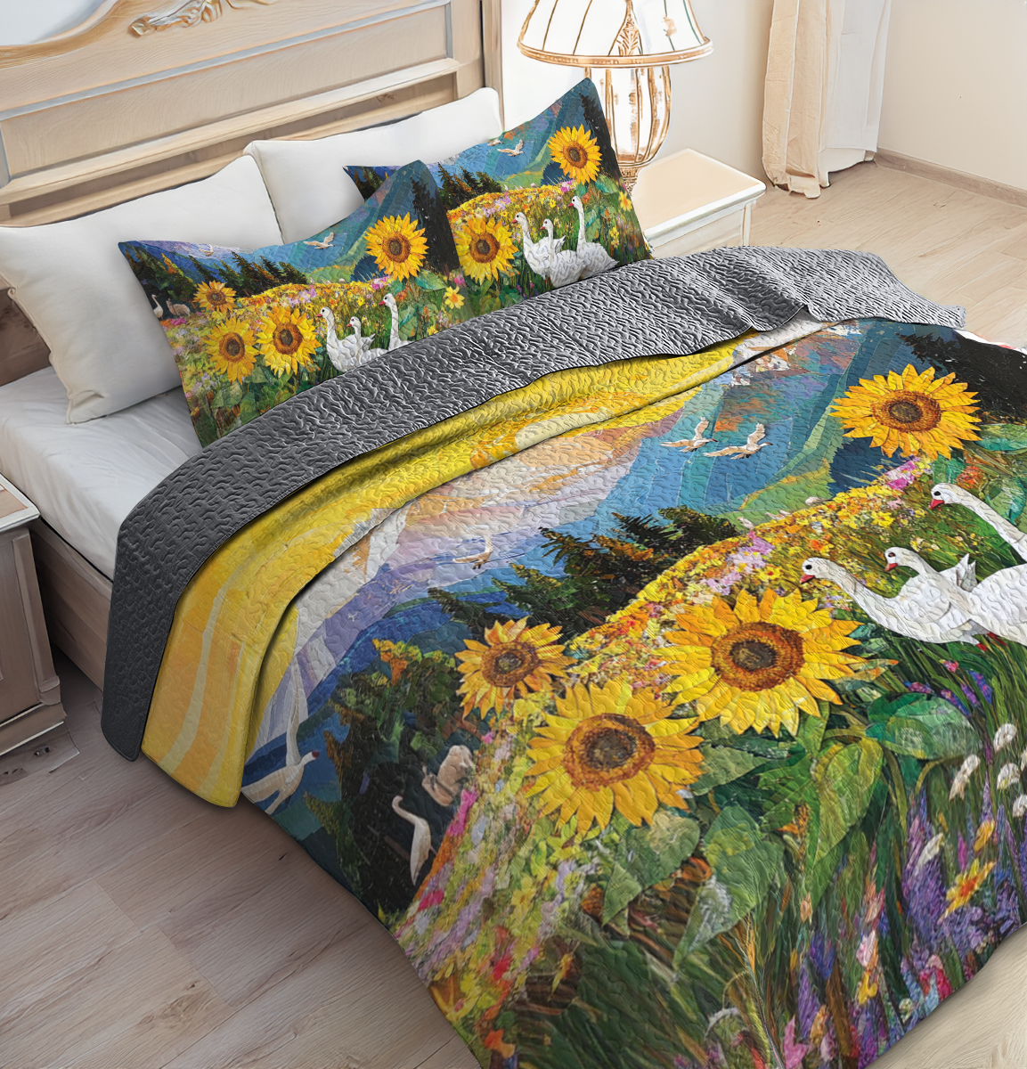 Shineful All Season Quilt 3-Piece Set - Sunflower Duckling Delight