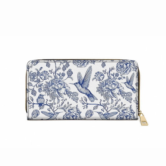 Shineful Leather Clutch Purse With Wristlet Strap Handle Hummingbird Serenity