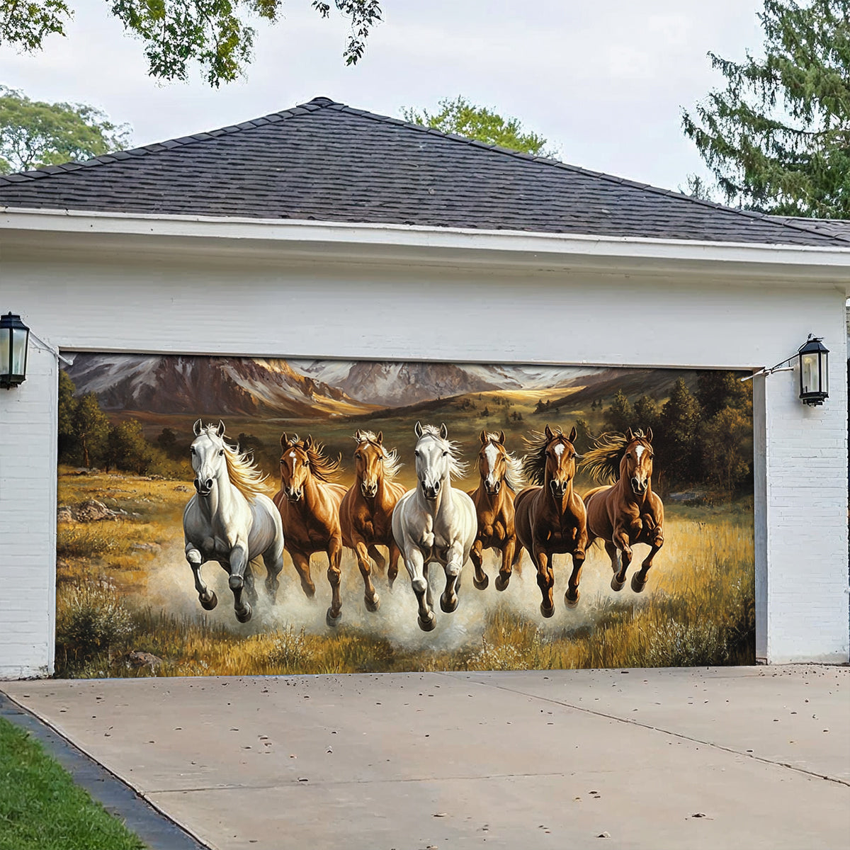 Shineful Garage Door Banner Decoration Wild Run Majesty