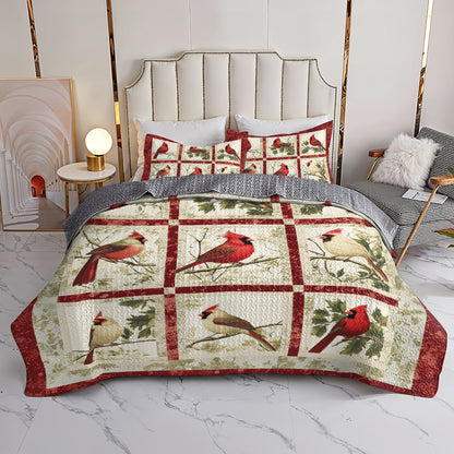 Shineful All Season Quilt 3-Piece Set Cardinal Patchwork